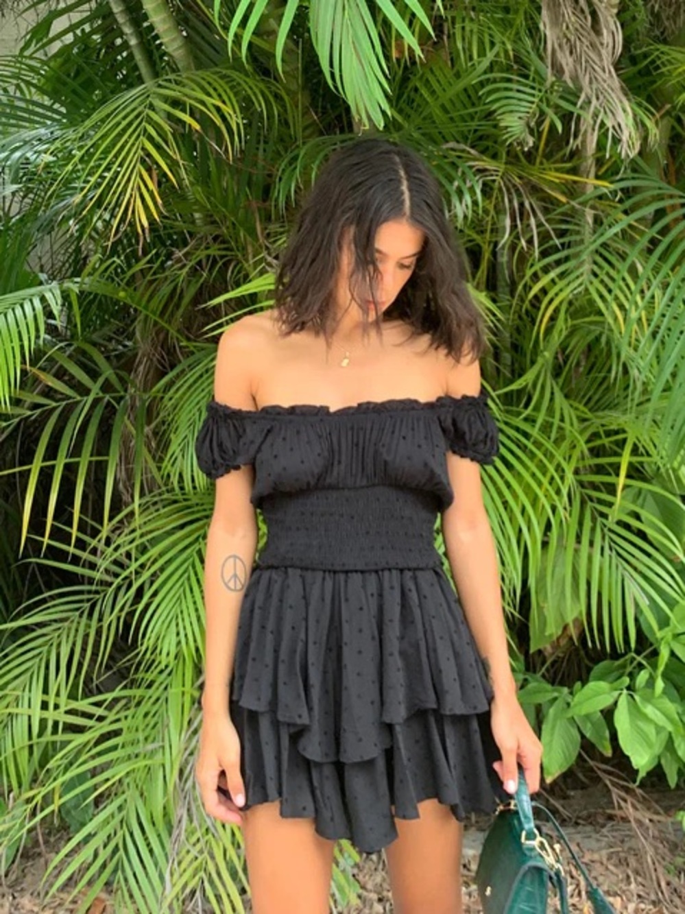 Princess Polly Love Galore Black Ruffle Mini Romper